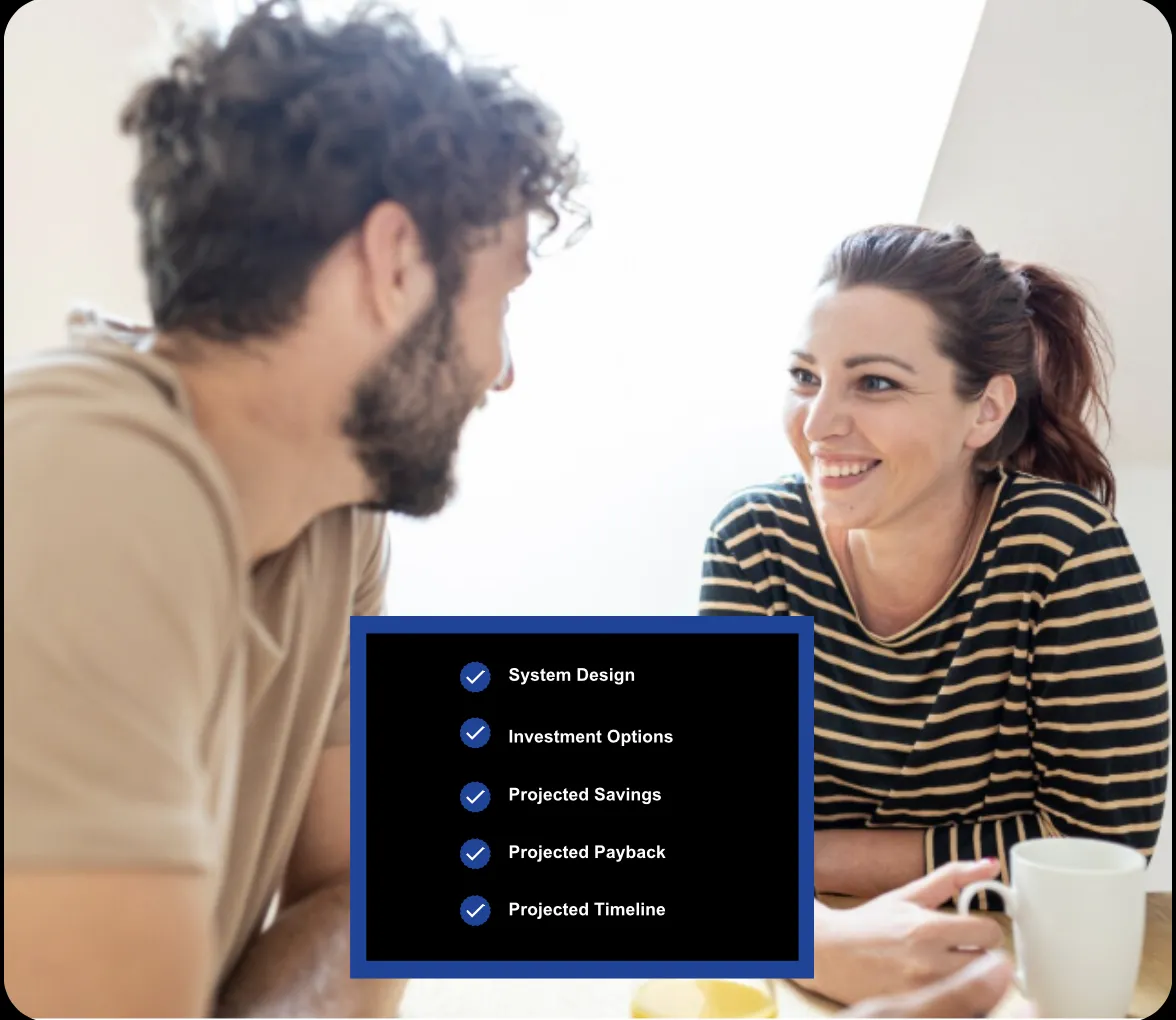 Man reviewing his solar plan on a laptop