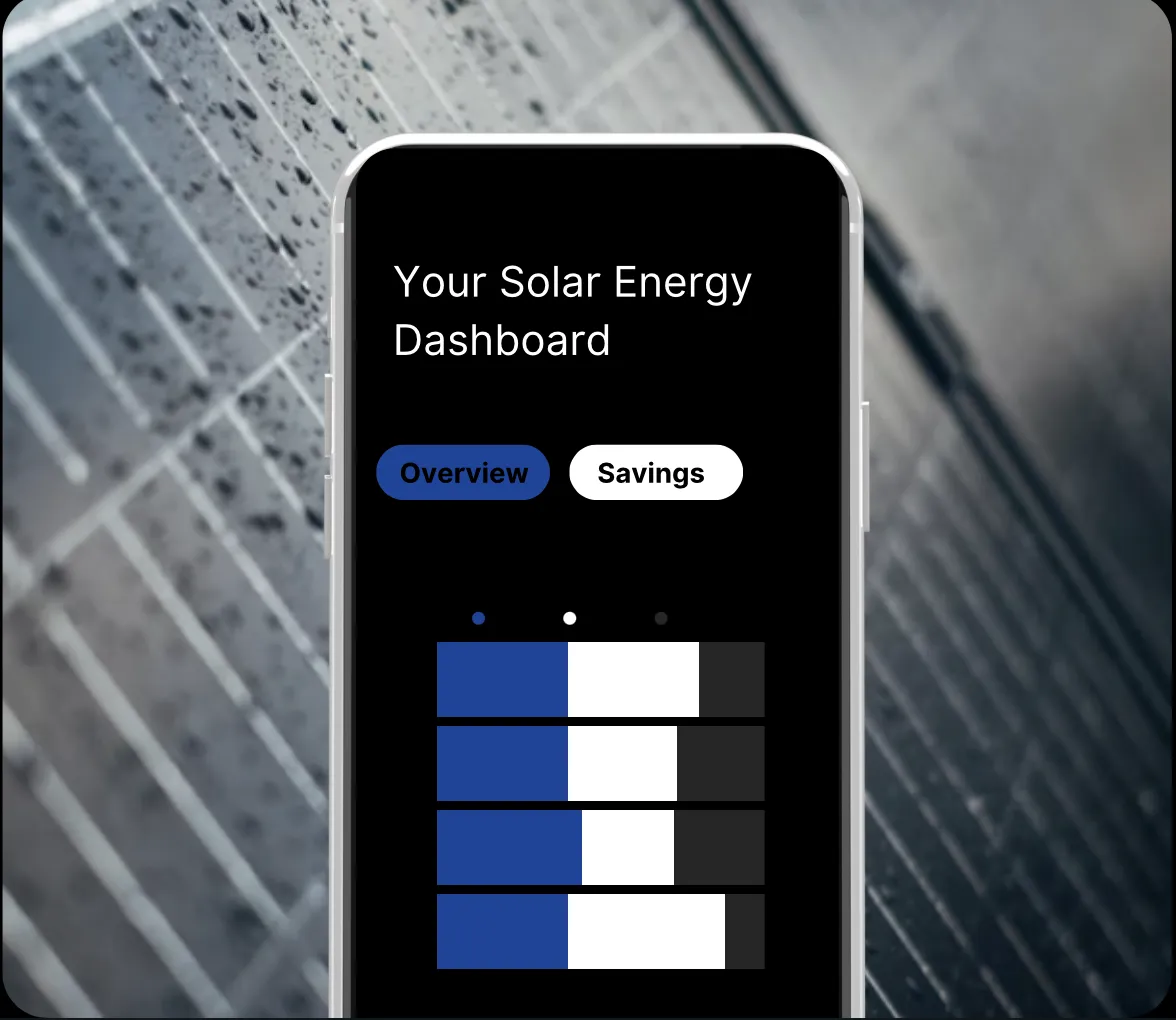 Phone showing an energy savings dashboard